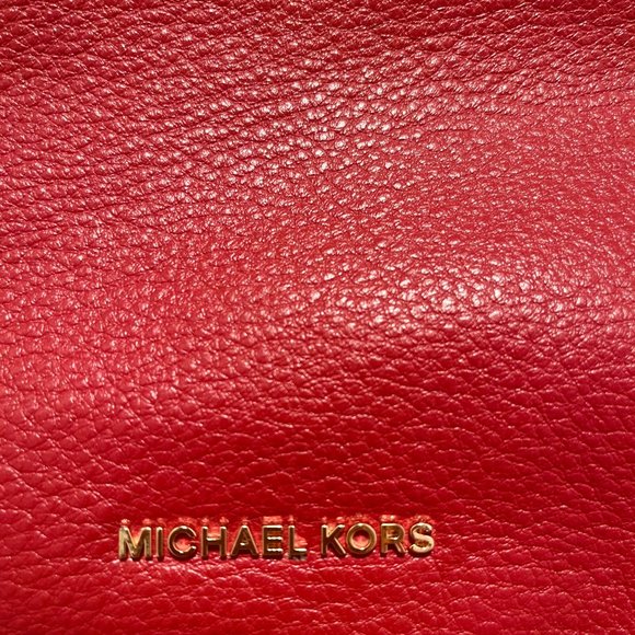 Like New Michael Kors Raven Red Shoulder Handbag and Red MK Wallet Set - Picture 5 of 10